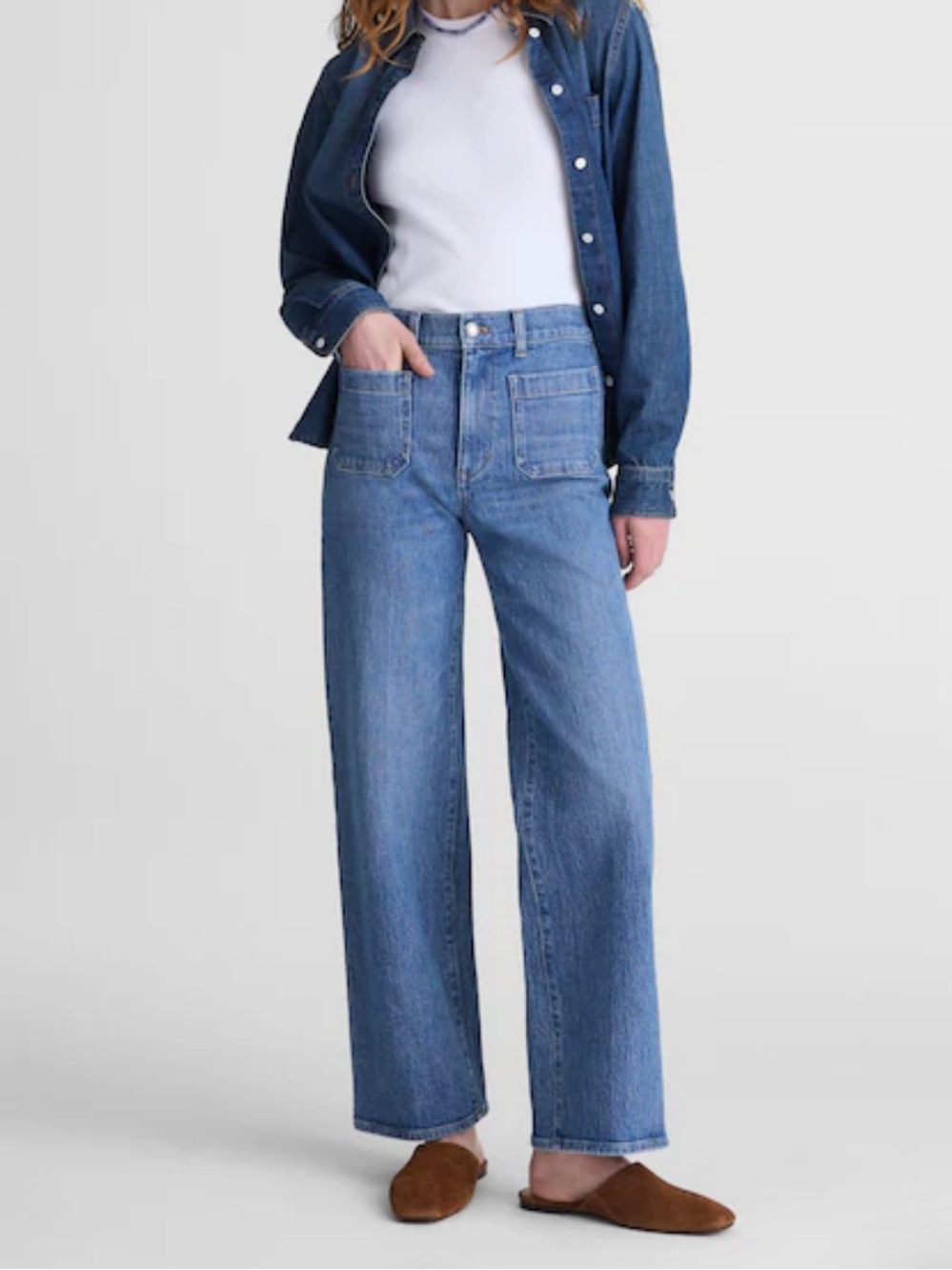 Madewell Emmett Wide leg crop high waist jeans Driftwater wash size 27
